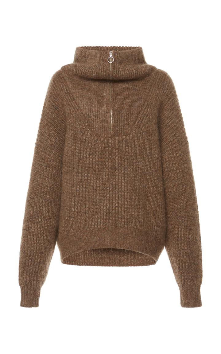 Isabel Marant Toile Myclan Zip-detailed Ribbed-knit Turtleneck Sweater