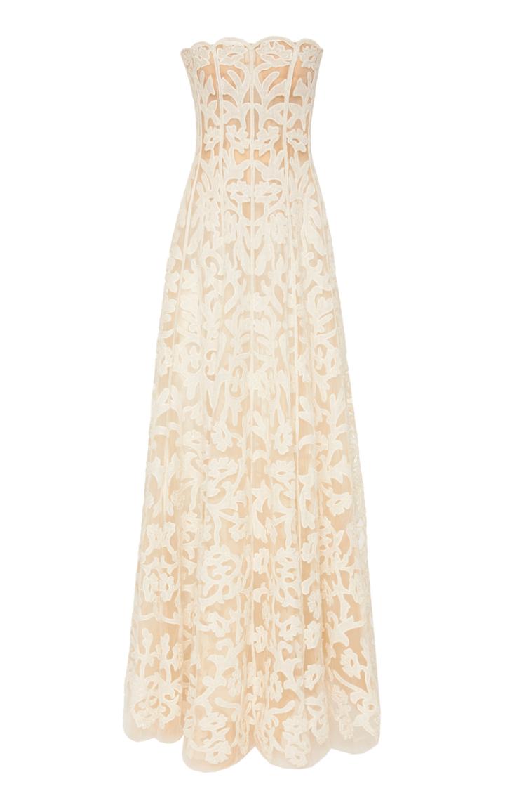 Moda Operandi Oscar De La Renta Embroidered Tulle Gown Size: 6