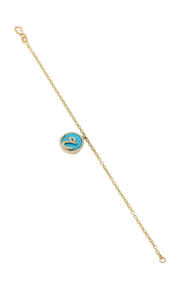 Names By Noush Treasure Disk Arabic Initial Bracelet With Turquoise Gemstone
