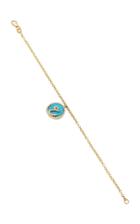 Names By Noush Treasure Disk Arabic Initial Bracelet With Turquoise Gemstone