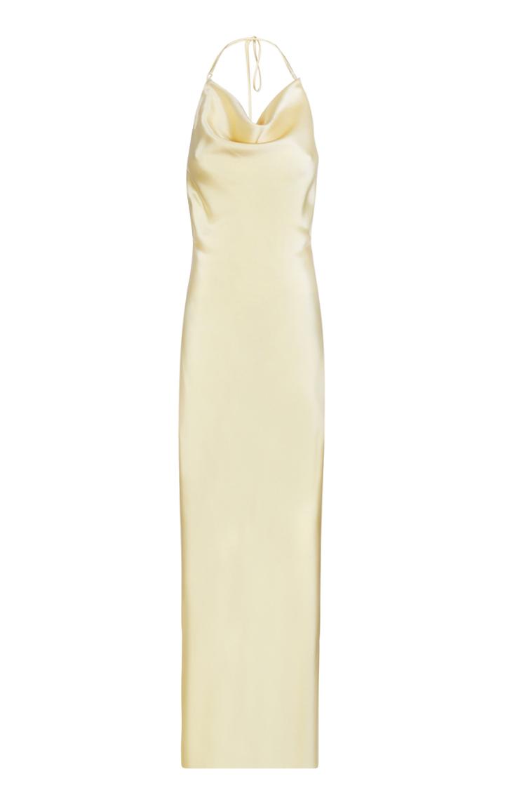 Moda Operandi Bevza Satin Halterneck Spikelet Dress Size: S