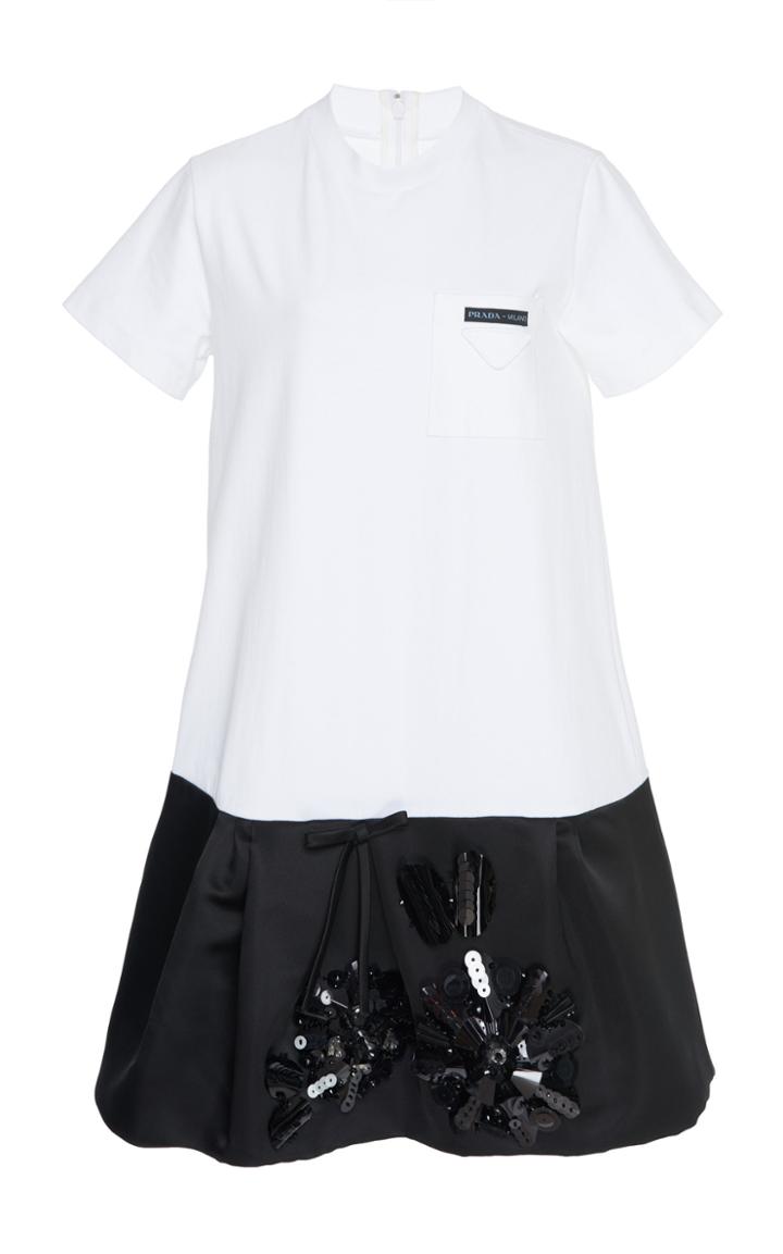 Prada Drop Waist Embellished Mini Dress