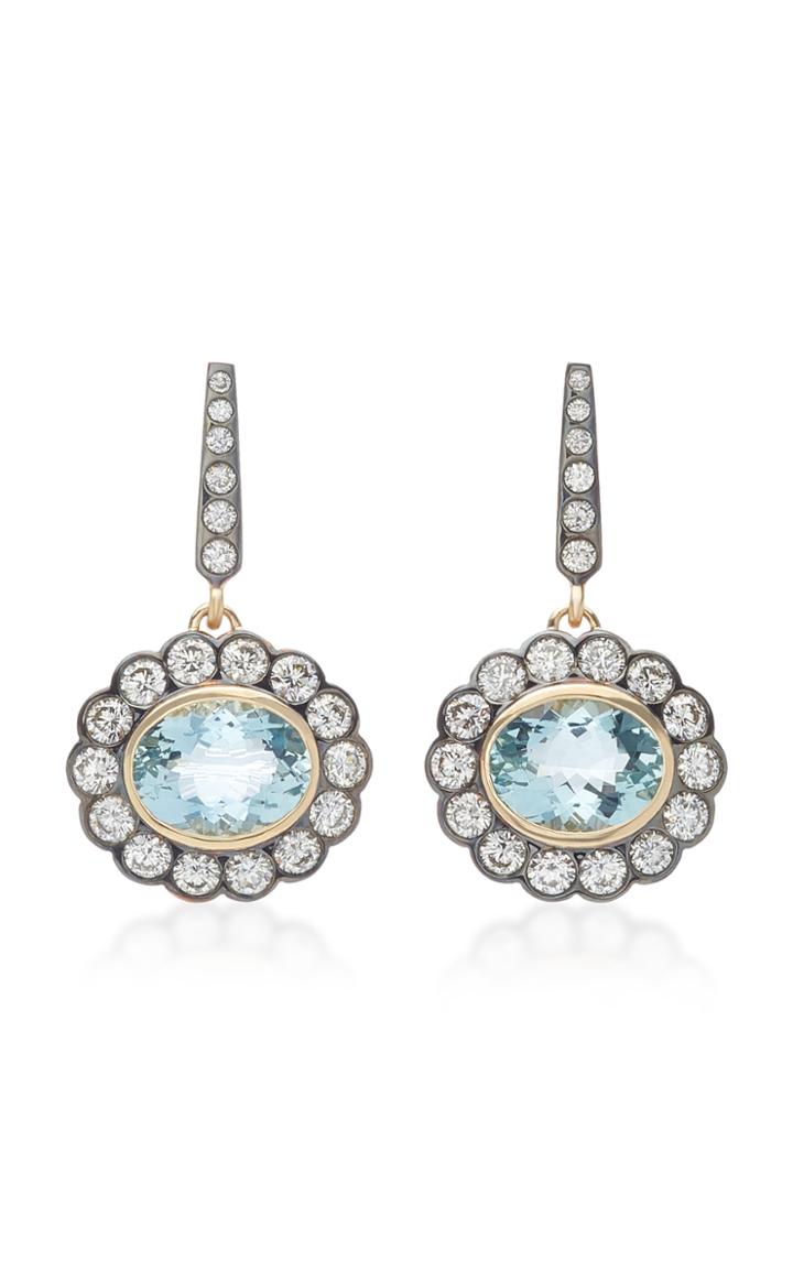 Marlo Laz 14k Yellow-gold And Aquamarine Diamond Earrings