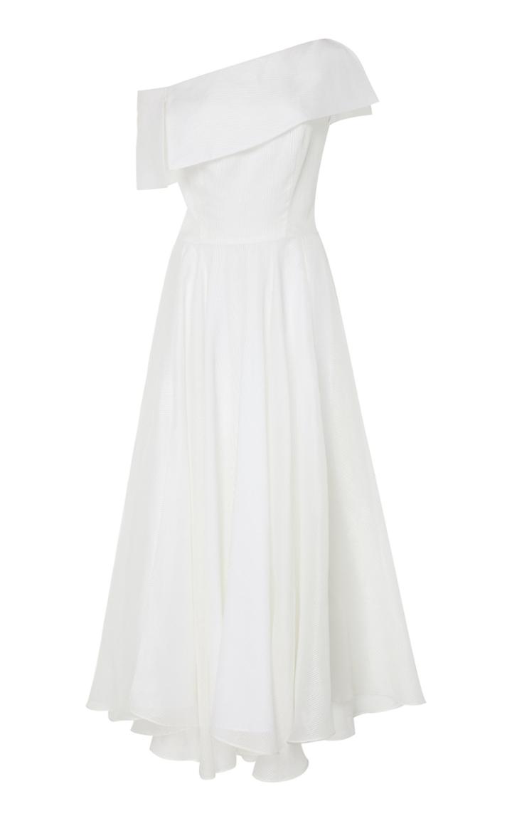Martin Grant One-shoulder Linen-blend Midi Dress
