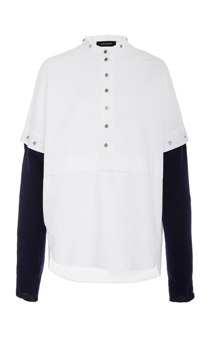 Cdric Charlier Monochrome Snap-detailed Cotton Top
