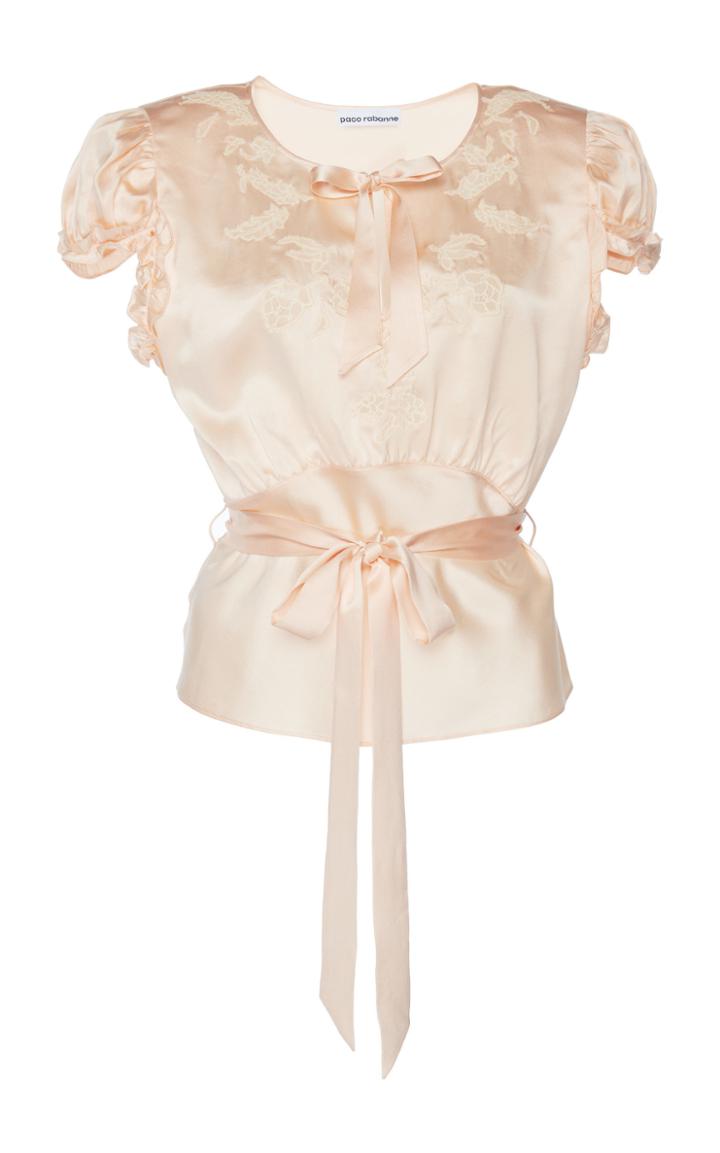 Paco Rabanne Satin Short Sleeve Blouse