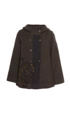 Pro Hooded Double-breasted Embroidered Wool Coat