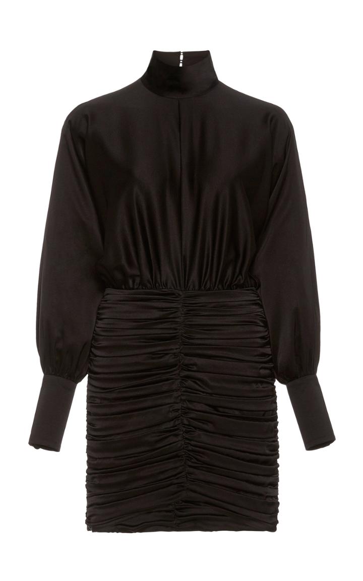 Retrofte Barbara Ruched Satin Mini Dress Size: Xs