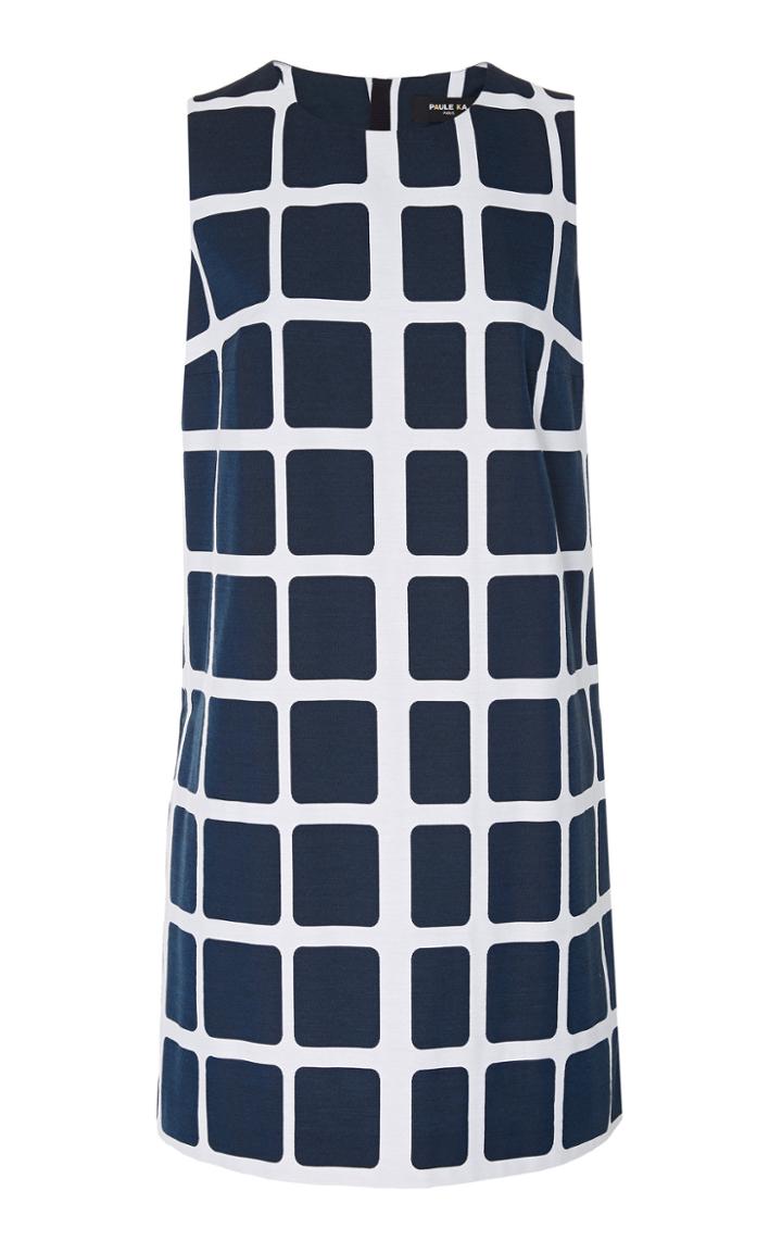 Paule Ka Mosaic Check Cotton-blend Trapeze Dress