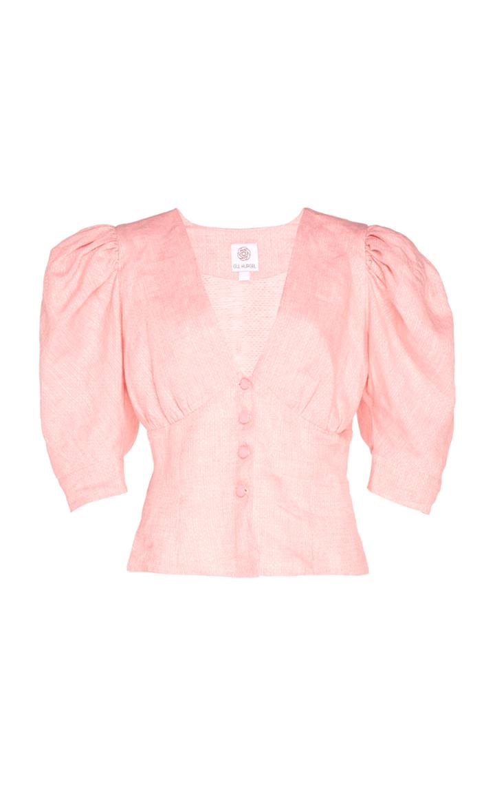 Moda Operandi Gl Hrgel Cropped Linen Button-front Blouse Size: Xs