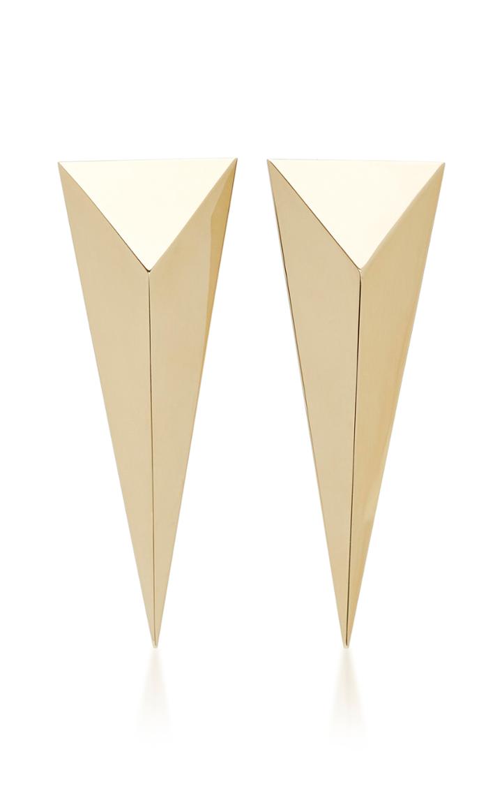 Established 18k Rose Gold Pyramid Dagger Earrings