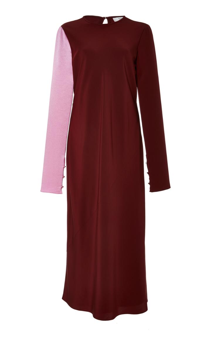 Tibi Long Sleeve Bias Midi Dress