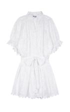 Juliet Dunn Scallop-trimmed Palladio-print Cotton Mini Shirt Dress