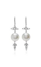 Nina Runsdorf 18k White Gold Baroque Pearl And Diamond Earrings