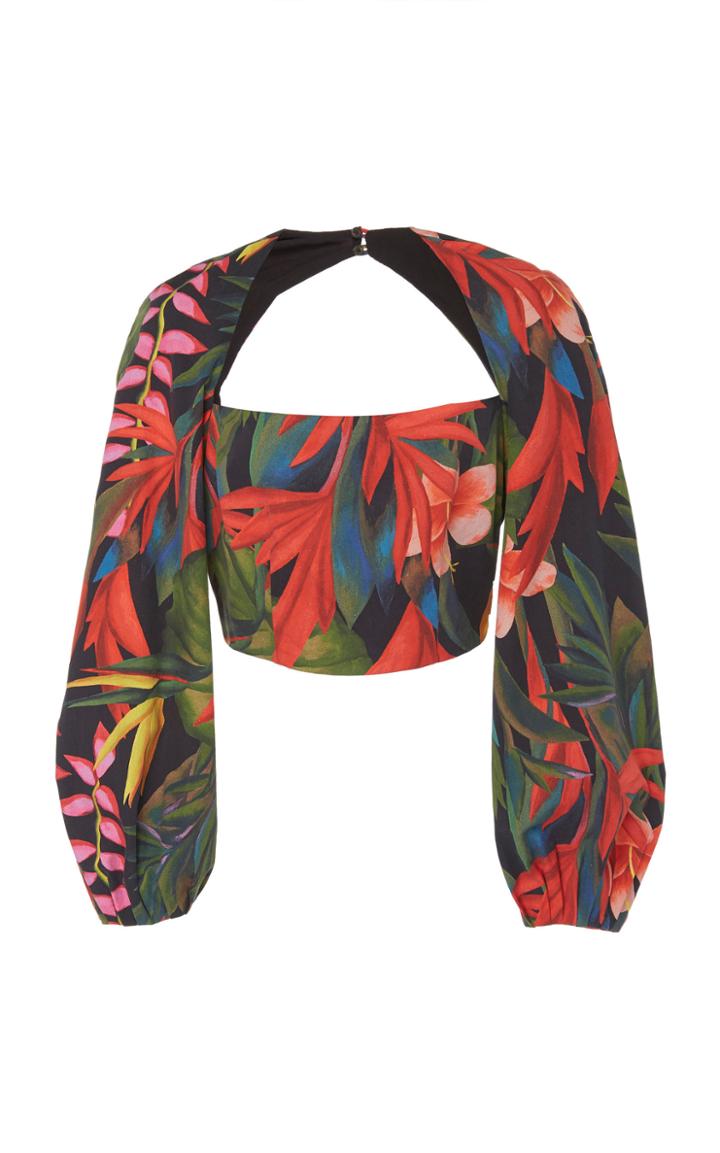 Mara Hoffman Moon Floral-print Cotton-blend Cropped Top