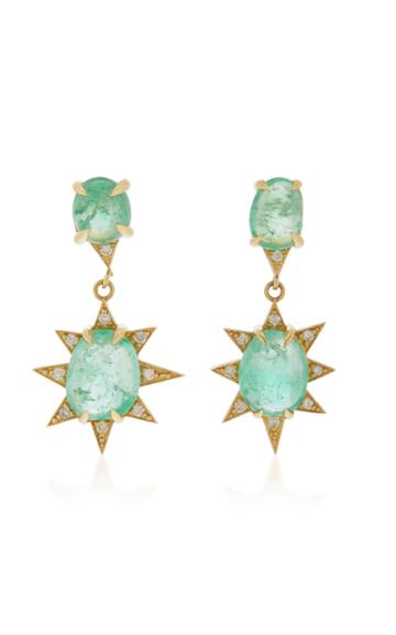 M.spalten 18k Gold, Emerald And Diamond Earrings