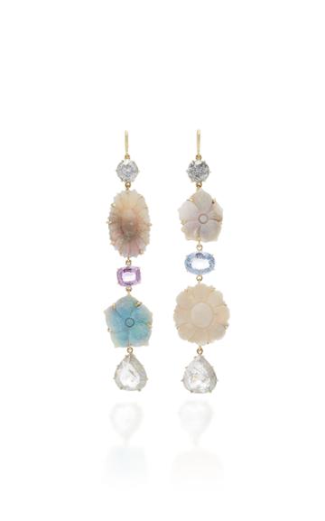 Sylva & Cie One-of-a-kind Carved Opal Flower Earrings
