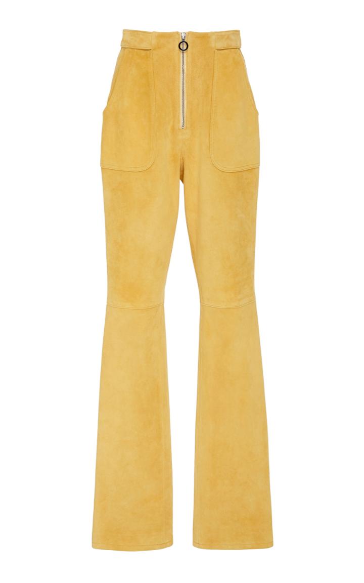 Sally Lapointe Zip Front Flared Suede Pants