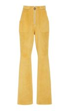 Sally Lapointe Zip Front Flared Suede Pants