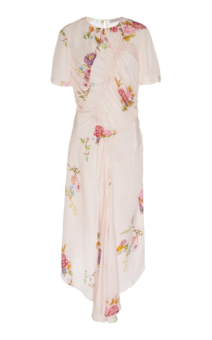 Preen Line Shae Ruched Floral-print Crepe Midi Dress