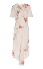 Preen Line Shae Ruched Floral-print Crepe Midi Dress