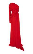 Elizabeth Kennedy One Shoulder Gown With Draping Detail