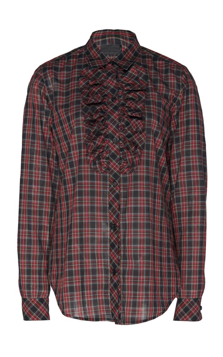Nili Lotan Rori Plaid Cotton Blouse