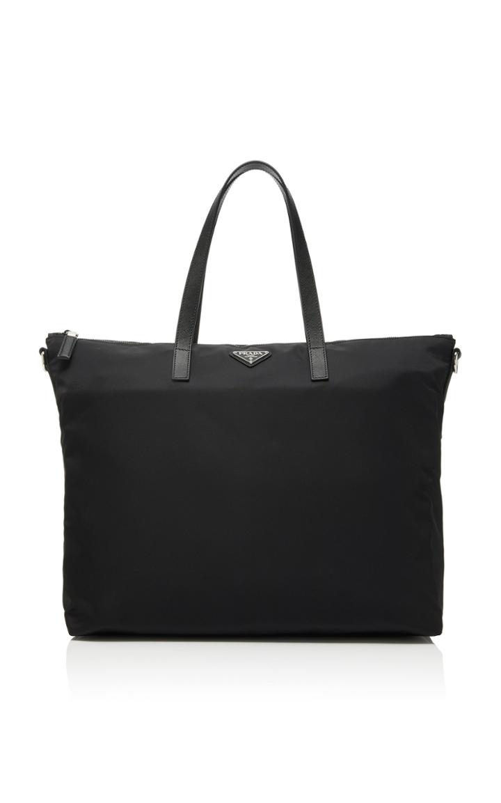 Prada Leather-trimmed Canvas Tote Bag