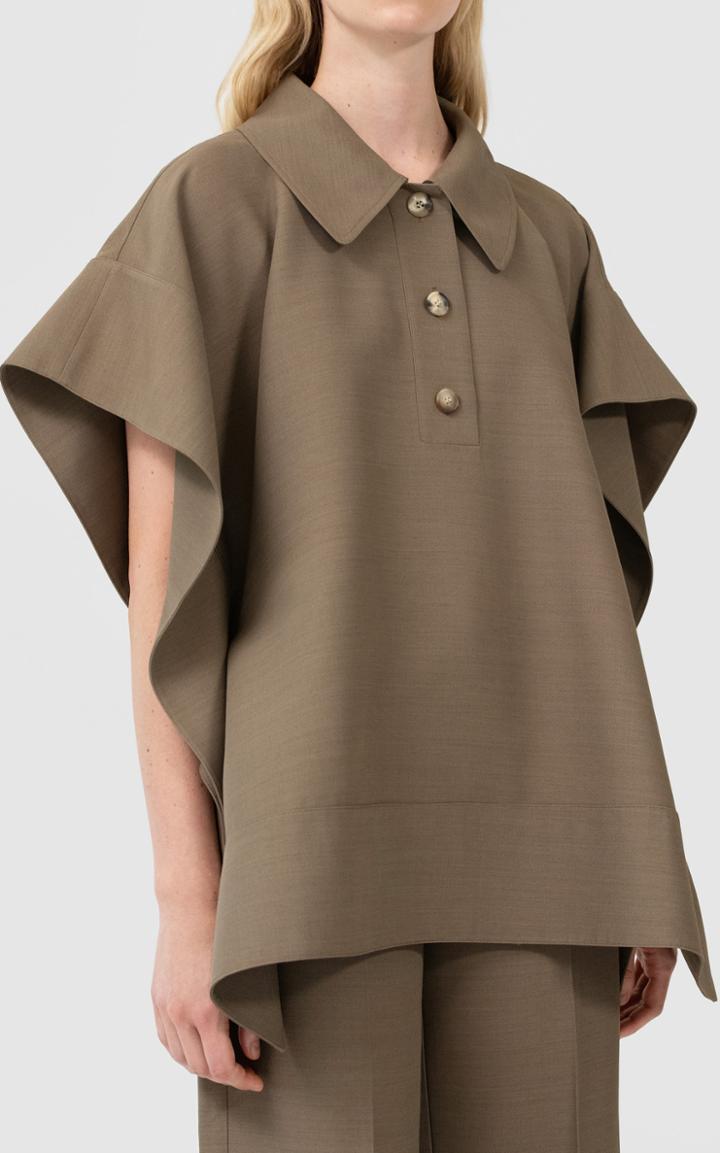 Moda Operandi Co Flounce Hem Polo Shirt