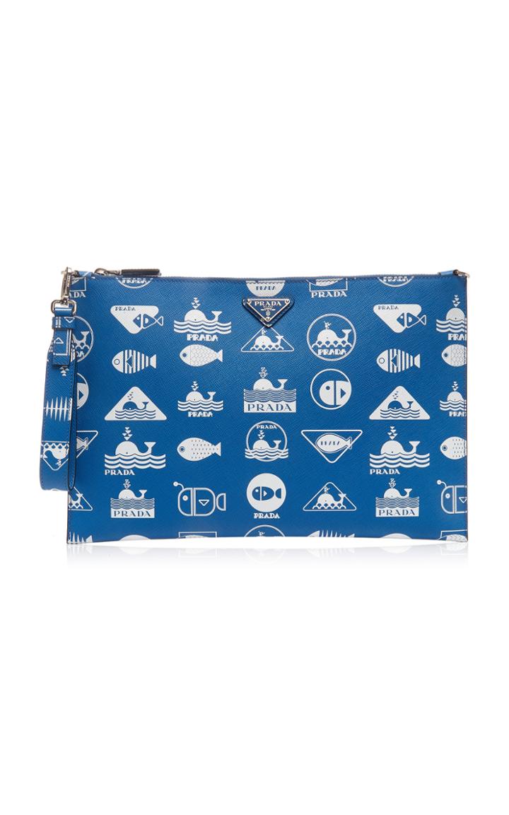 Prada Printed Textured-leather Pouch