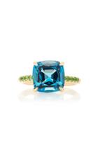 Moda Operandi Jane Taylor Cirque Solitaire Color Pav Band Ring With London Blue Top