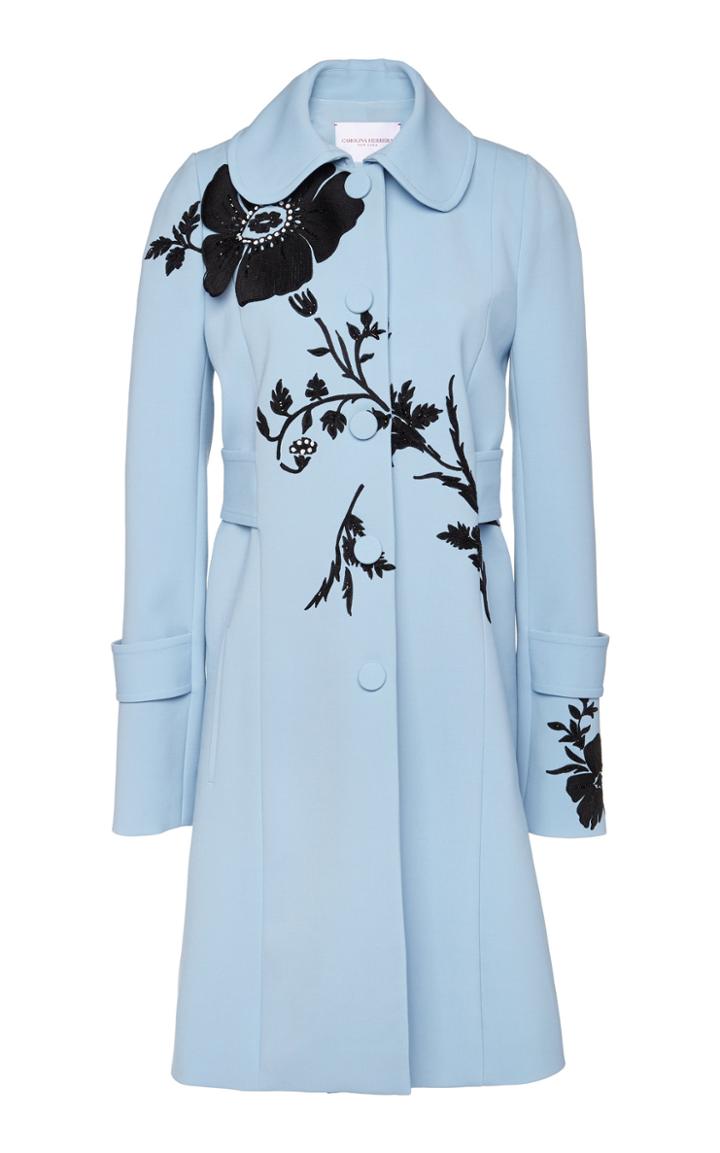 Carolina Herrera Knee Length Embroidered Coat