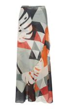 Adriana Degreas Tropiques Pareo Long Skirt With Ruffles