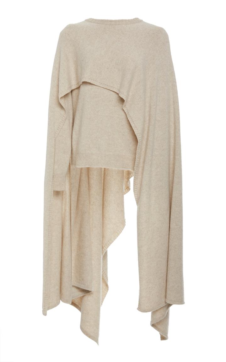 Deveaux Asymmetric Ribbed-knit Cashmere Sweater