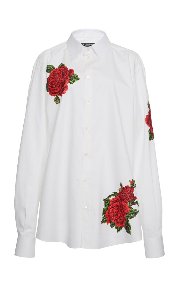 Moda Operandi Dolce & Gabbana Embroidered Crepe Blouse