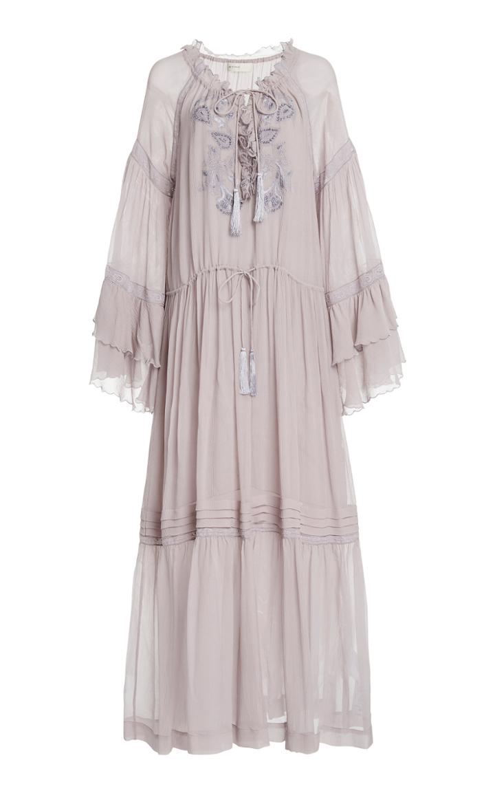 Etro Embroidered Silk-georgette Maxi Dress