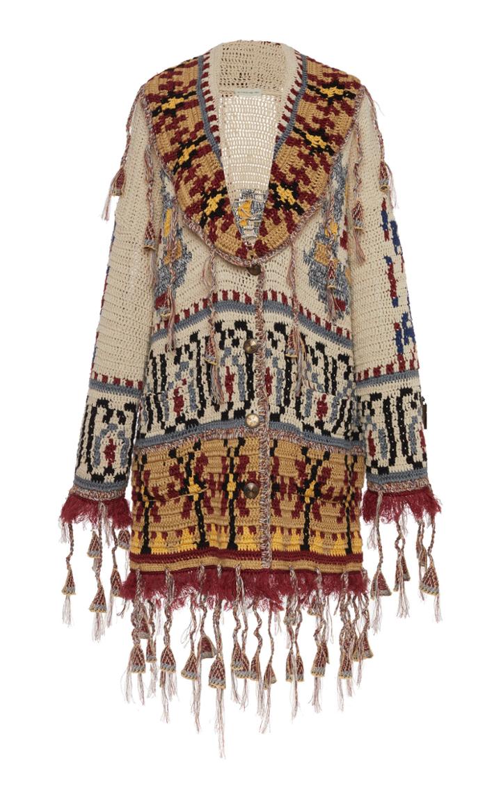 Moda Operandi Etro Fringe-trimmed Crochet-knit Cardigan Size: 40