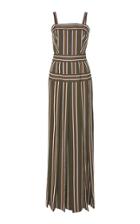 Martin Grant Pleated Stripe Long Dress