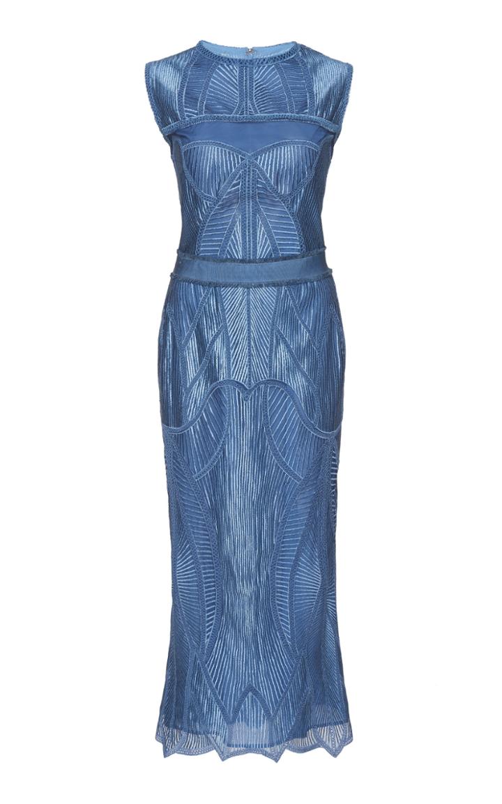 Costarellos Grid Lace Sheath Dress