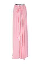 Tome Pink Charmeuse Bow Front Long Skirt
