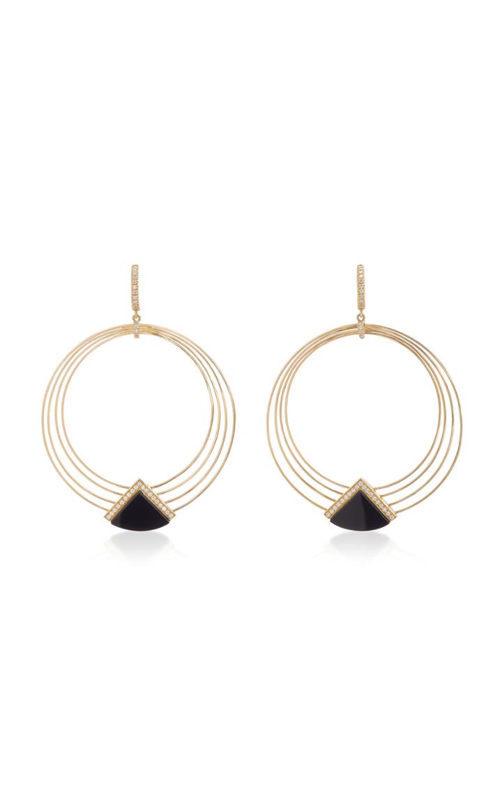 Fratelli Piccini Lul Hoop 18k Gold Onyx And Diamond Earrings