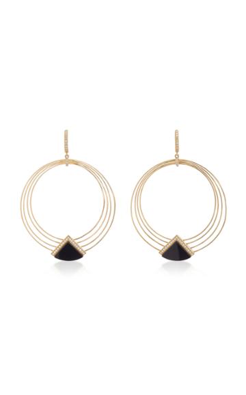 Fratelli Piccini Lul Hoop 18k Gold Onyx And Diamond Earrings