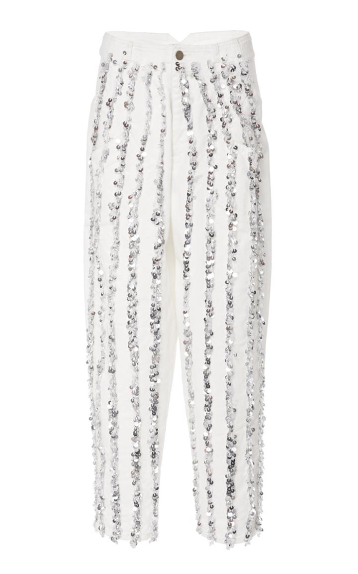 Philosophy Di Lorenzo Serafini Sequin Striped Cotton Pants