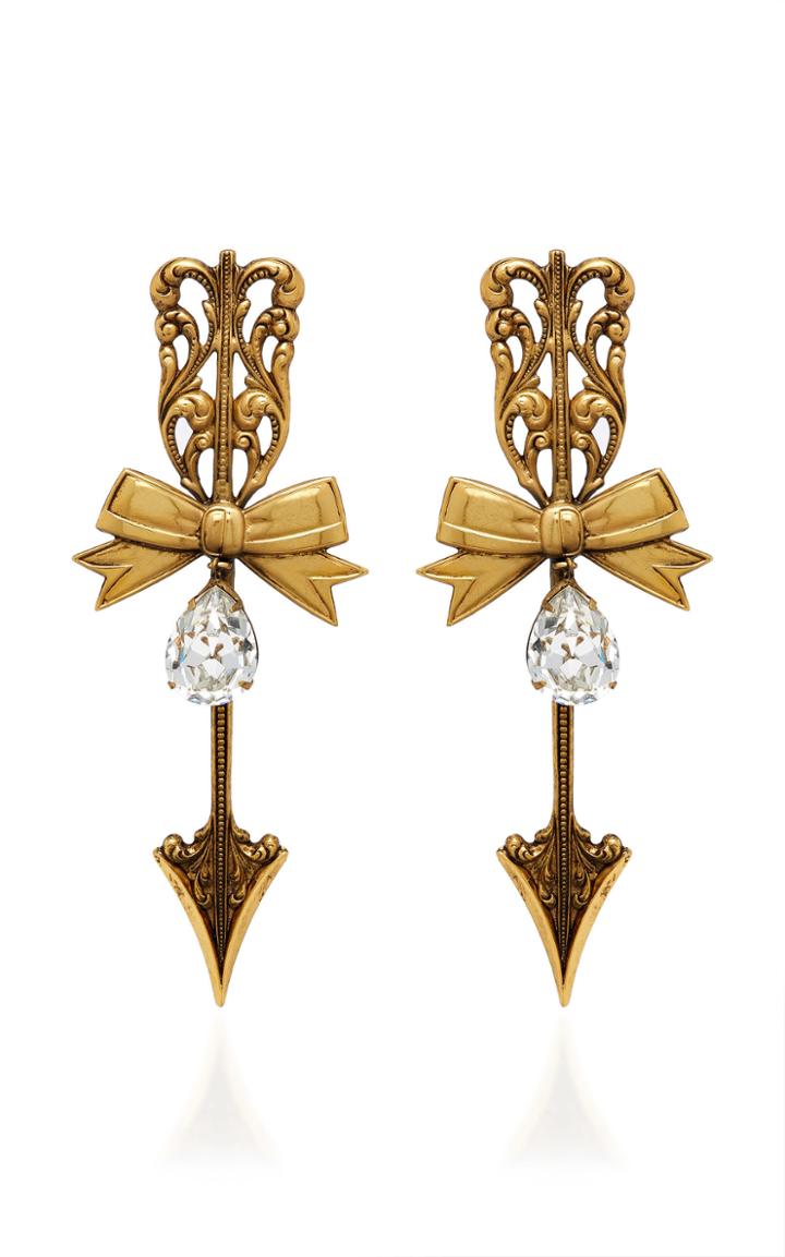 Rodarte Antique Gold Tailored Bow And Arrow Earrings