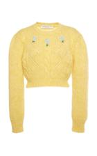 Moda Operandi Alessandra Rich Melange Wool Blend Jumper With Floral Details
