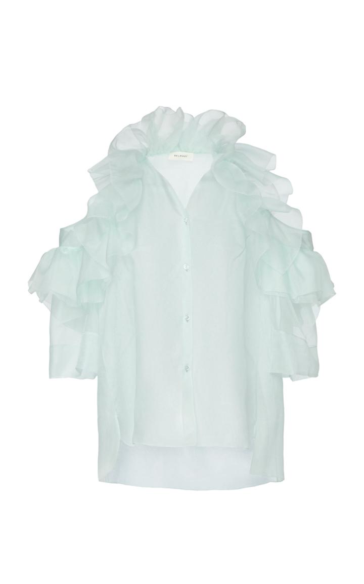 Delpozo Silk Organza Blouse With Frills