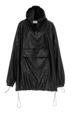 Studio Cut Hooded Faux Leather Sweatshirt