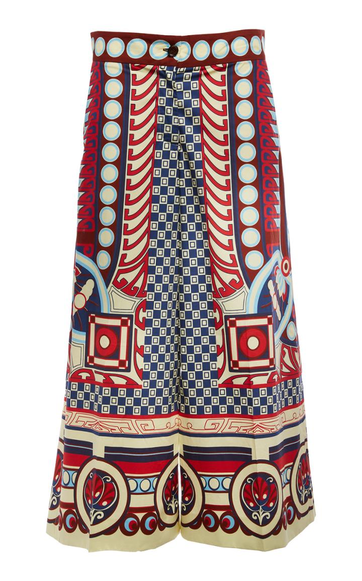 Moda Operandi La Doublej Printed Cotton Flared-leg Culottes Size: S