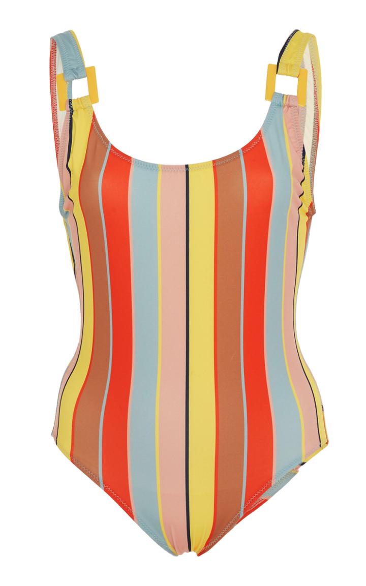 Solid & Striped Stella Buckle Striped One-piece Swimsuit