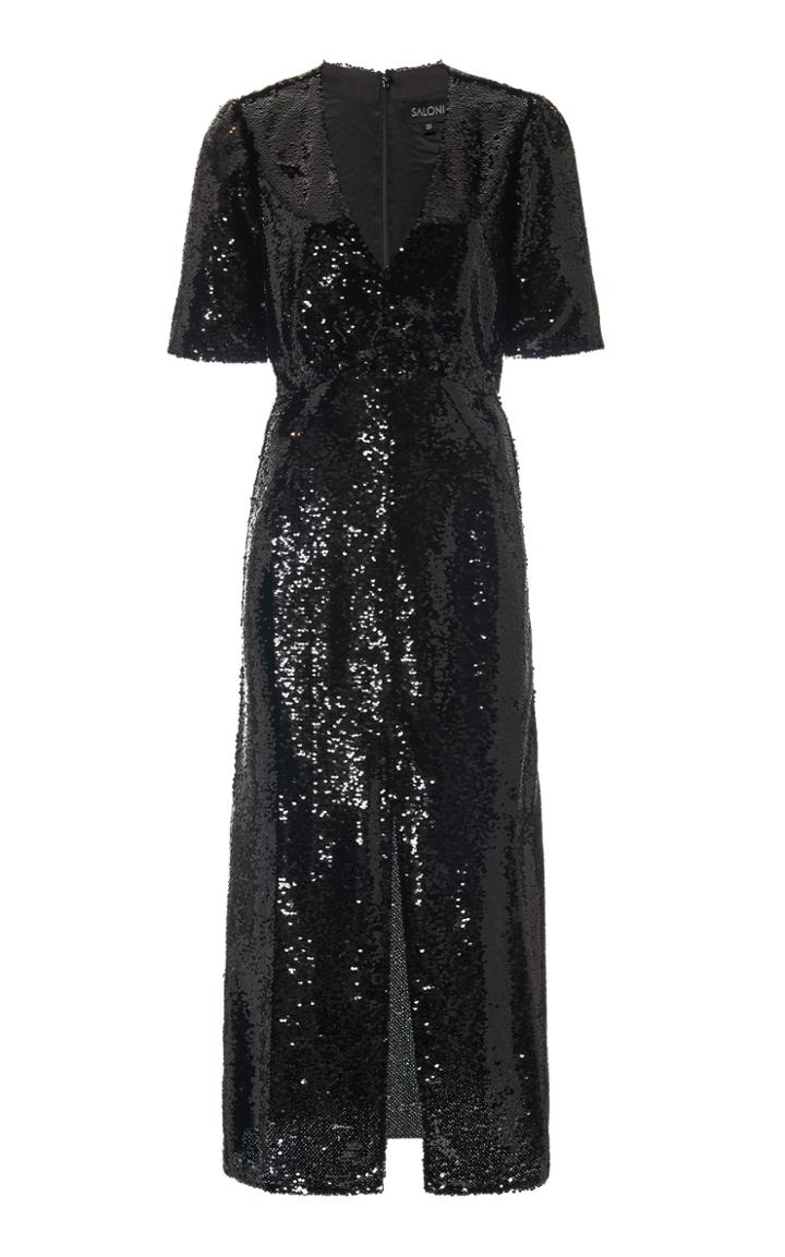 Saloni Eden Sequined Silk Midi Dress